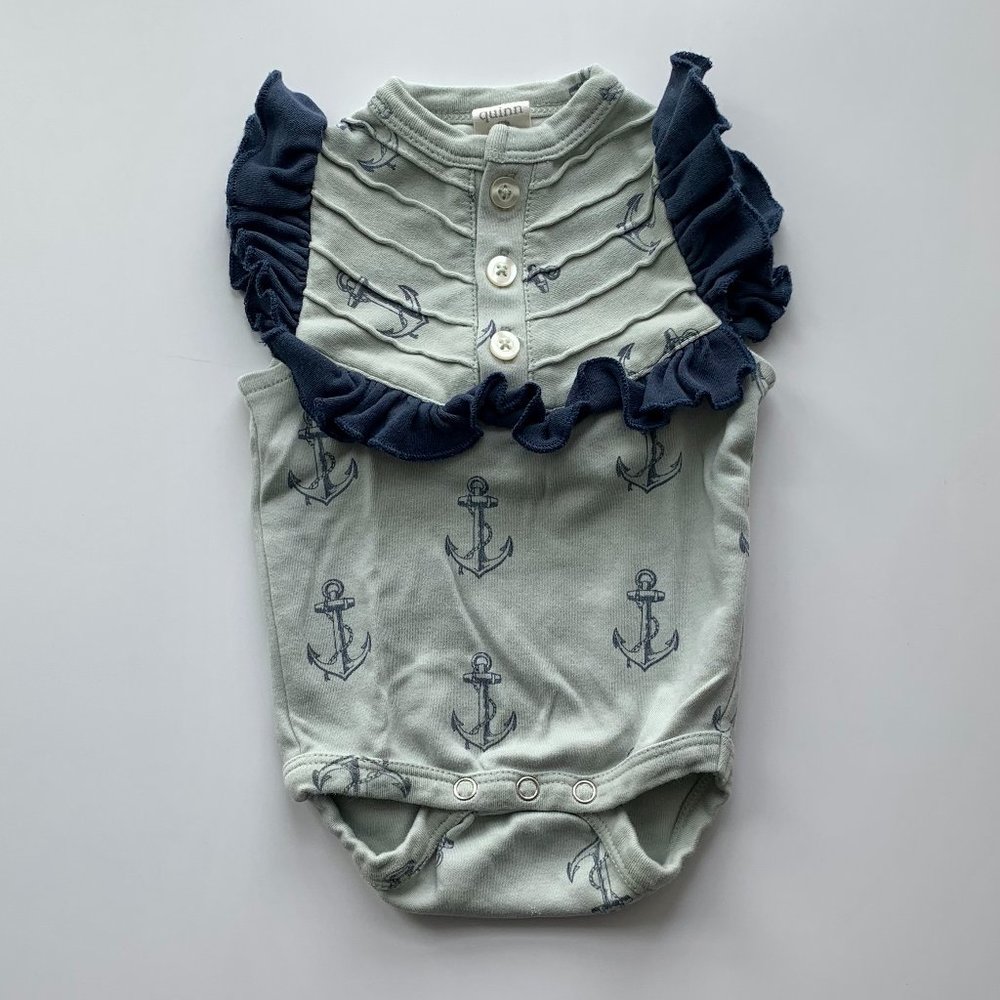 Kate Quinn Blue Anchor Print Slvless Romper/Onesie Size 0-3 Months Girl Pre-love